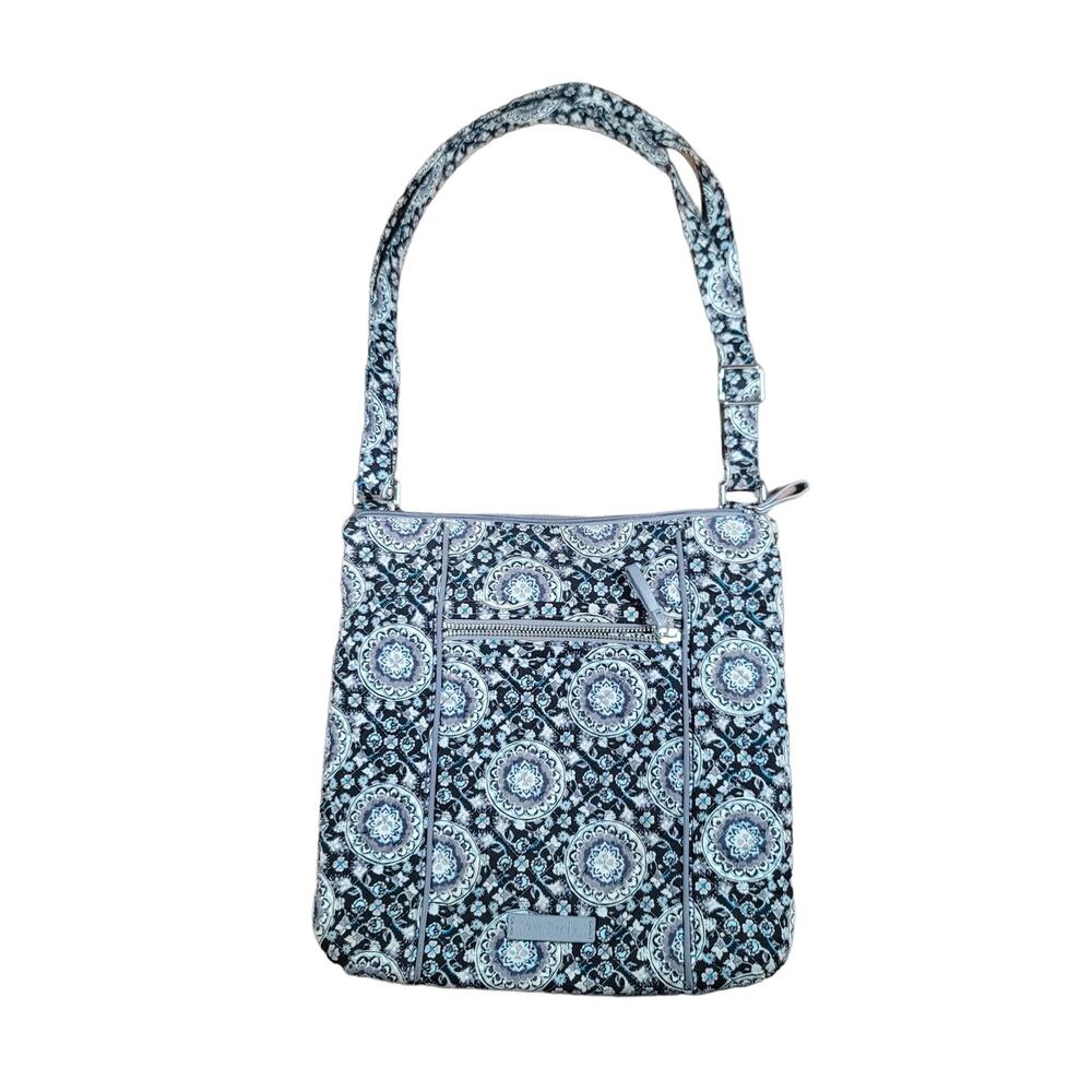 Vera Bradley Charcoal and Black Medallion Floral Pattern Crossbody Bag Purse